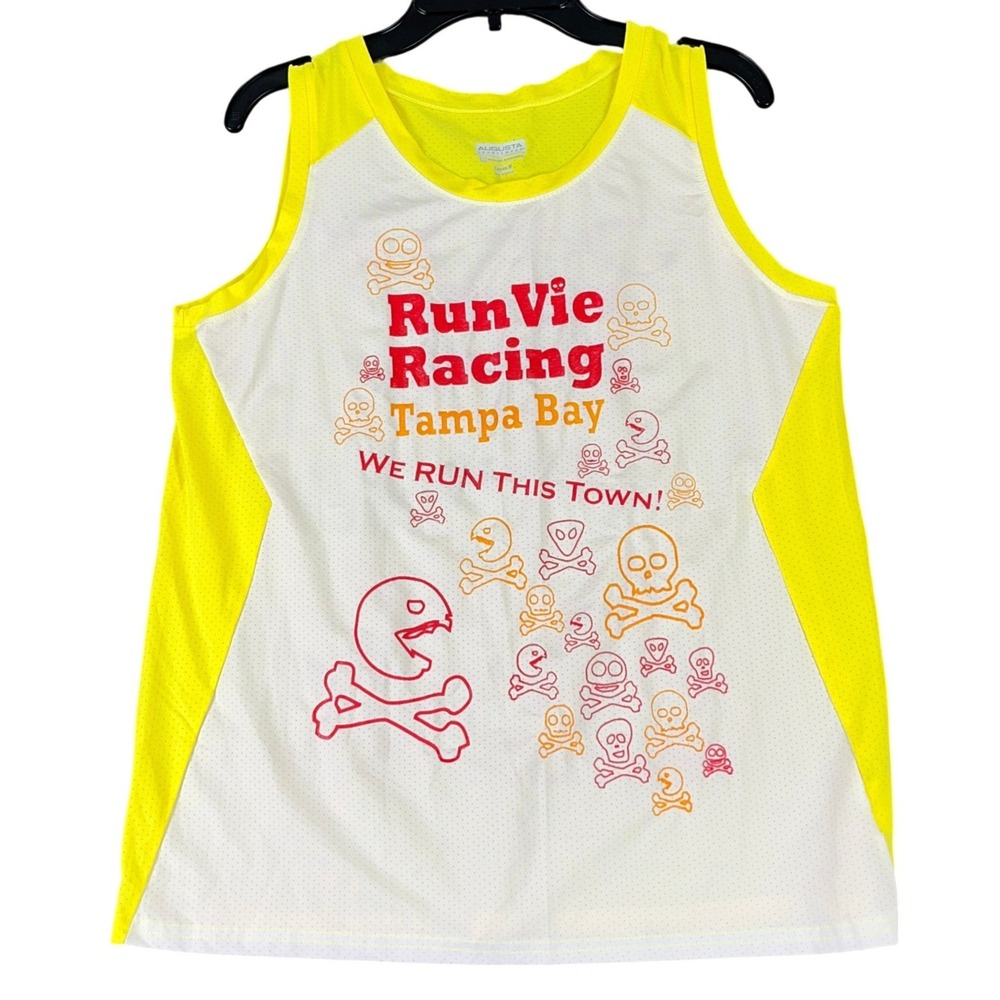 See‎ Ya! RunVie Racing Tampa Bay Tank Top Mesh Skull Crossbones Yellow M Womens